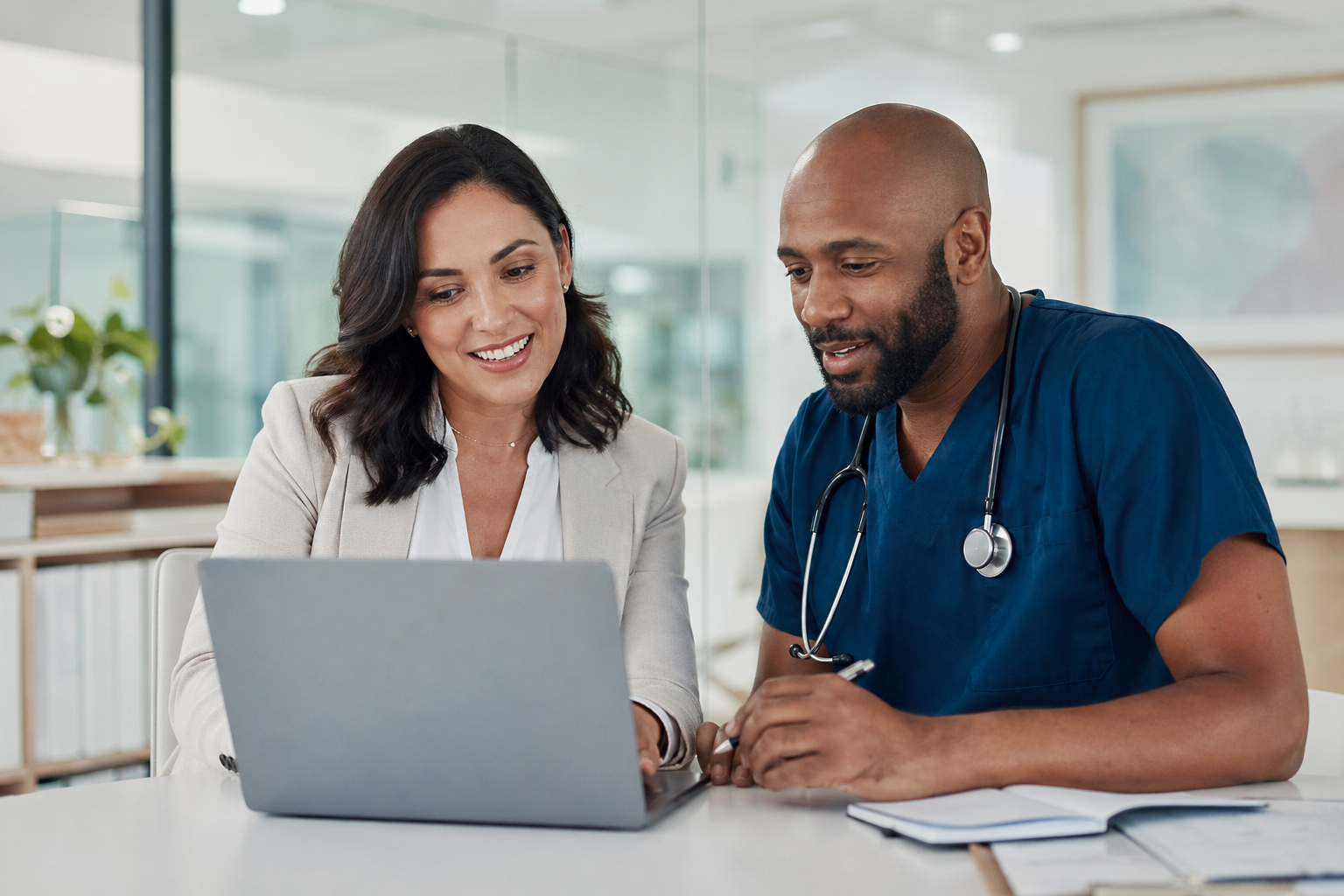Healthcare practice team reviewing compliance operations
